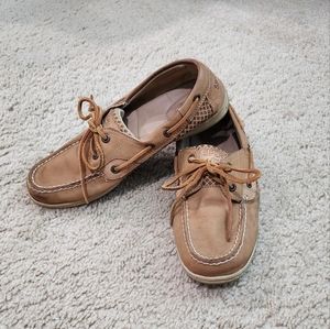 Women's Sperry Top Sider Boat Shoes Size 8 Classic Brown Tan Leather Non Slip